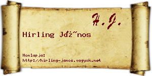 Hirling János névjegykártya